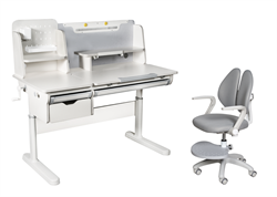 Комплект парта Ammi Grey + кресло Primo Grey с подлокотниками и подставкой