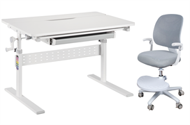 Комплект парта Colore Grey (new) + кресло Marte Grey Cybby с подлокотниками