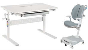 Комплект парта Colore Grey (new) + кресло Arnica Grey Cubby с подлокотниками и подставкой для ног 250610