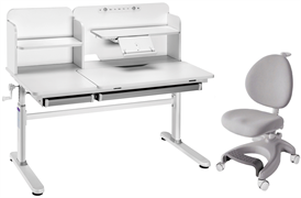 Комплект парта Iris II Grey + кресло Cielo Grey + чехол для кресла в подарок 223084